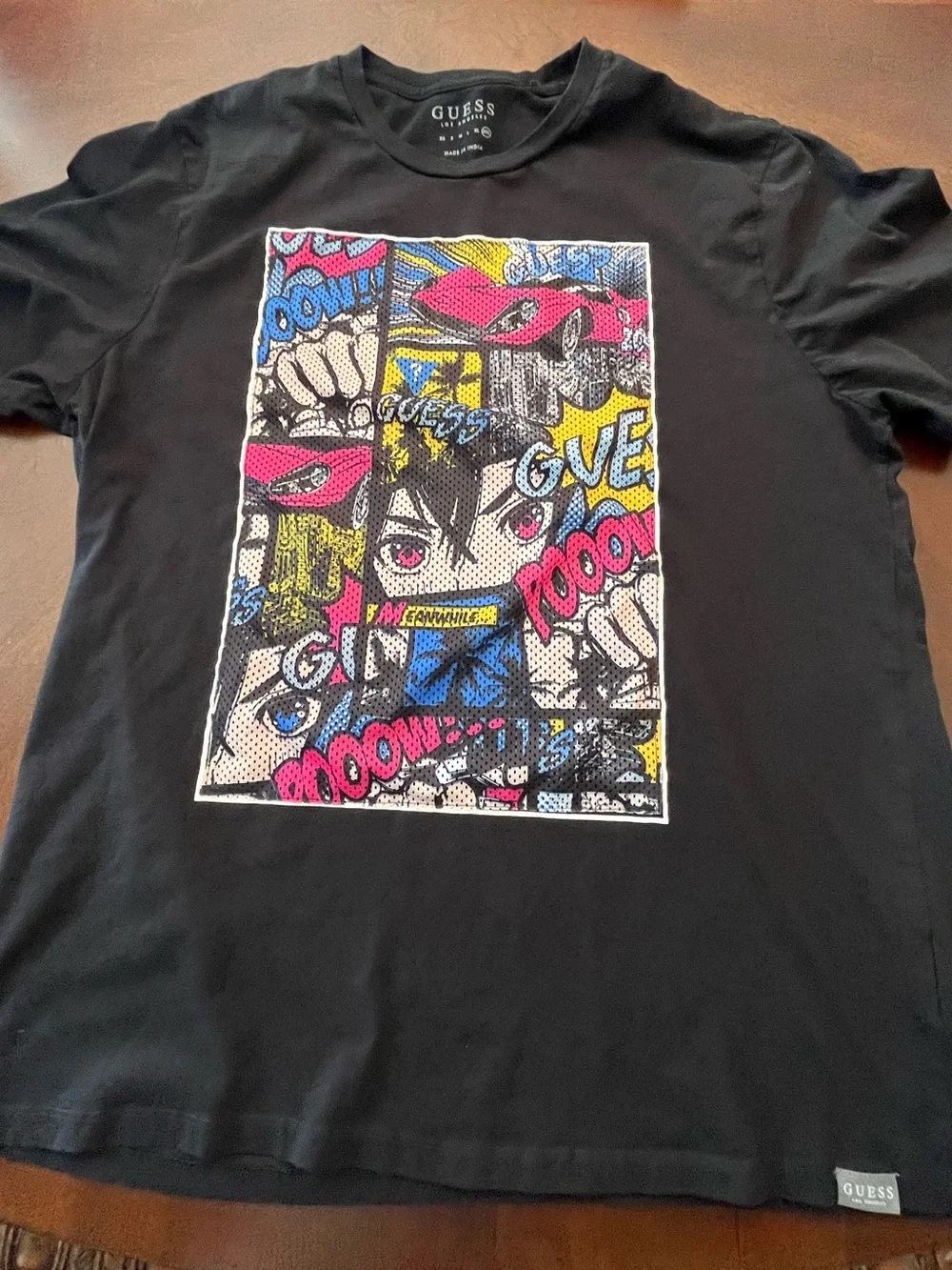 GUESS men’s Black Graphic Comic Panel Tee - Picture 1 of 9